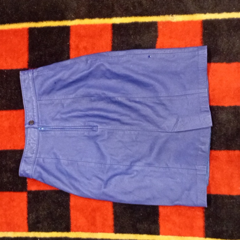 Marquis Blue Leather Pencil Skirt